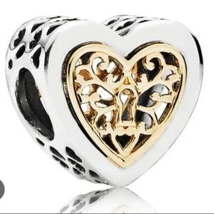 Pandora Heart Charm in Silver and Gold